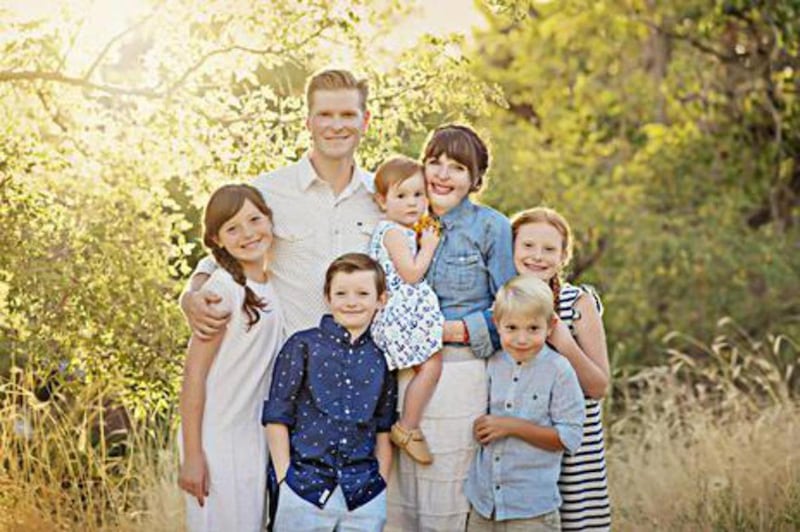 Stephanie Nielson, center, with her husband, Christian, and their five children.