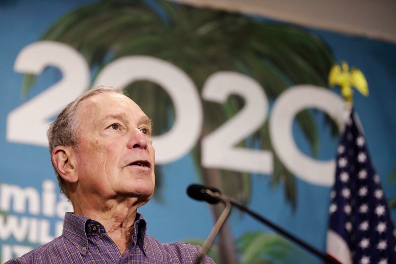 Democratic presidential candidate former New York City Mayor Mike Bloomberg speaks during a news conference on Tuesday, March 3, 2020, in Little Havana, a neighborhood in Miami. (AP Photo/Brynn Anderson)
