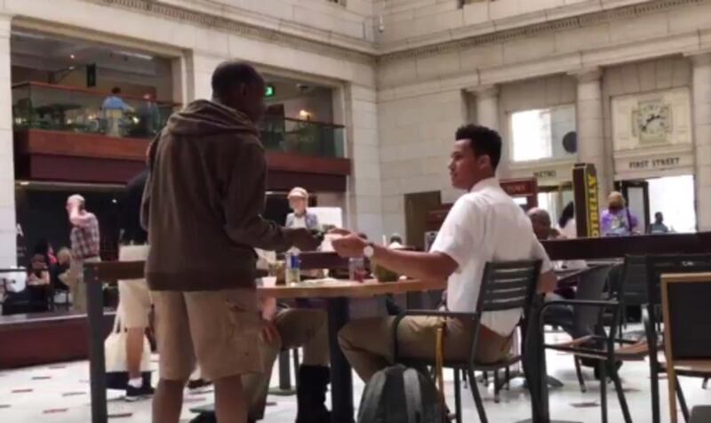 Matt Whitlock, the communications director for Sen. Orrin Hatch, captured this image of two missionaries having lunch at Union Station.