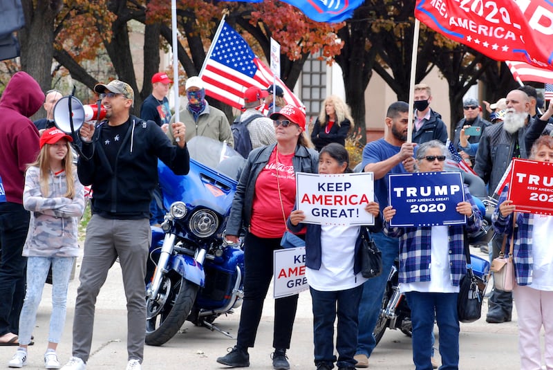 Donald Trump supporters rally outside the New Mexico Capitol in Santa Fe in November 2020.