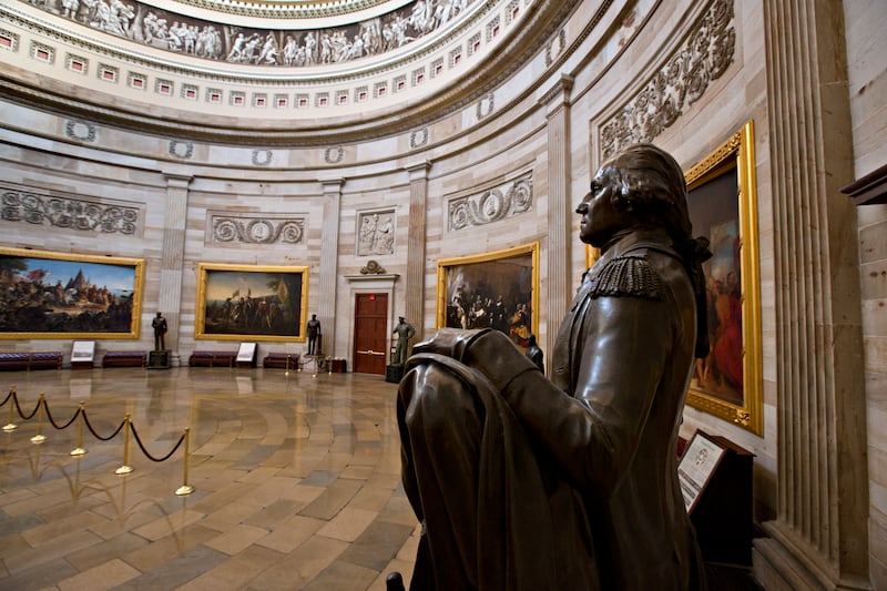 A statue of President George Washington is seen in the rotunda of the U.S. Capitol.