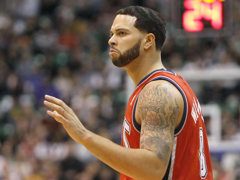 Nets\' Deron Williams as the Utah Jazz play the New Jersey Nets in NBA basketball, Jan. 14, 2012, in Salt Lake City, Utah.\r\n