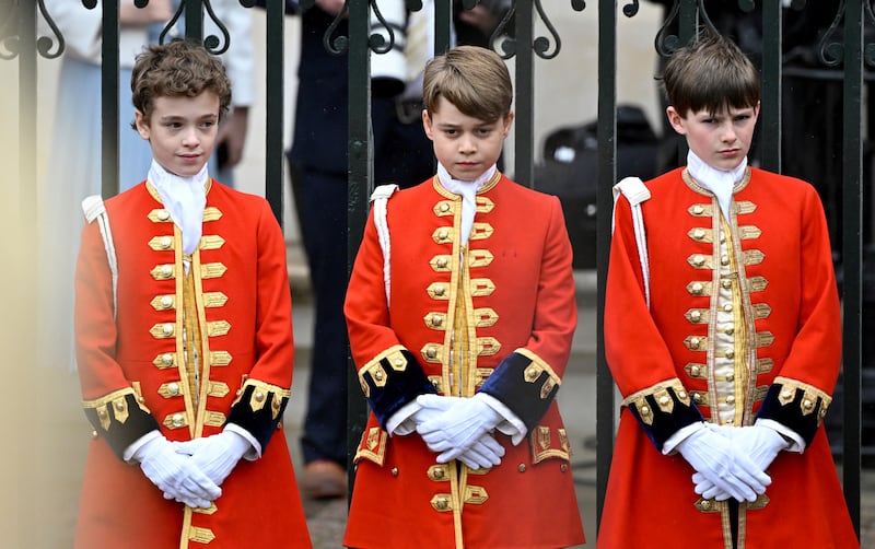 Britain’s Prince George stands at Westminster Abbey to attend Britain’s King Charles III and Queen Camilla coronation ceremony.