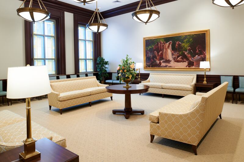 A waiting area inside the Syracuse Utah Temple.