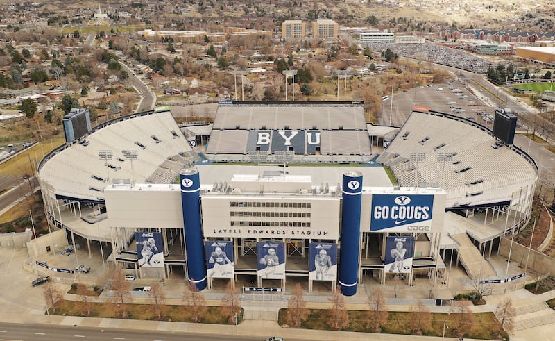 LaVell Edwards Stadium on the Brigham Young University campus in Provo is pictured on Wednesday March 11, 2020.