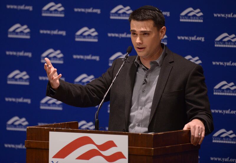 Controversial conservative commentator Ben Shapiro, editor-in-chief of the Daily Wire and former editor-at-large of Breitbart News, addresses the student group Young Americans for Freedom at the University of Utah’s Social and Behavioral Sciences Lecture Hall.