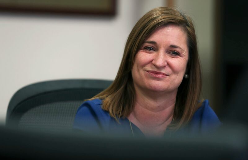 Newly elected Salt Lake County Mayor Jenny Wilson during an interview in her office in the Salt Lake County Government Center on Thursday, March 28, 2019.