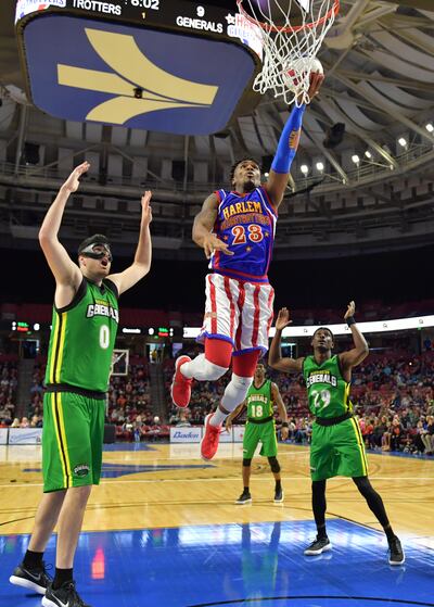 Thunder Law shows off his skills against the Washington Generals. The Harlem Globetrotters will be in Salt Lake City on Nov. 3 at the Vivint Smart Home Arena.