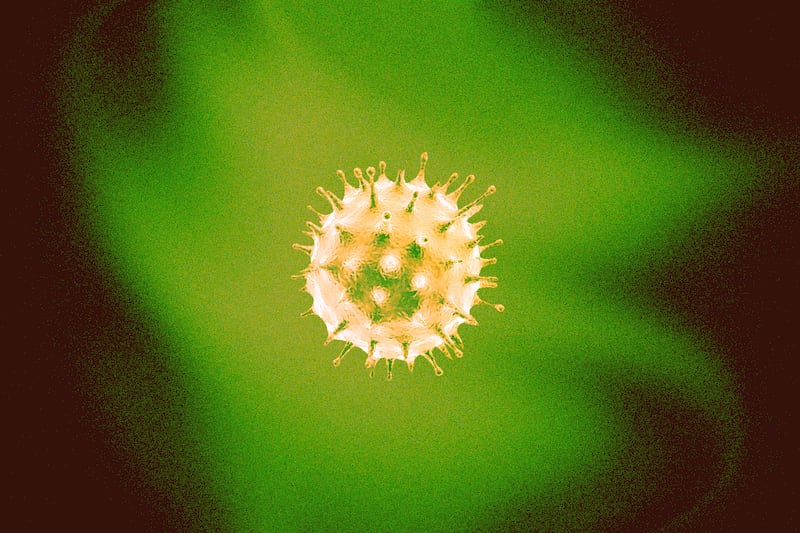 An illustration of the omicron variant.