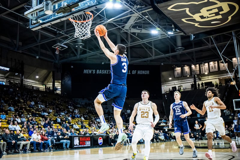 BYU guard Egor Demin goes up for two during victory over Colorado in Boulder Tuesday night.
