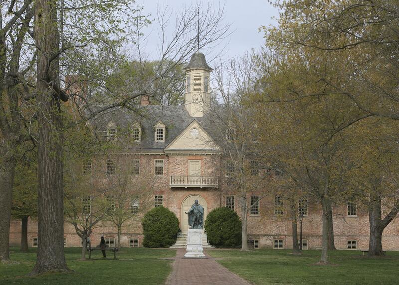 This April 3, 2008 photo provided by William & Mary shows the Wren Building on the campus of William & Mary in Williamsburg, Va.