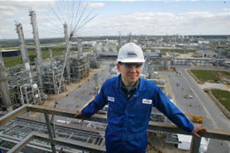 CEO Peter Huntsman stands outside one of three plants in Port Neches, Texas, in 2003. Rita passed over the area Saturday.