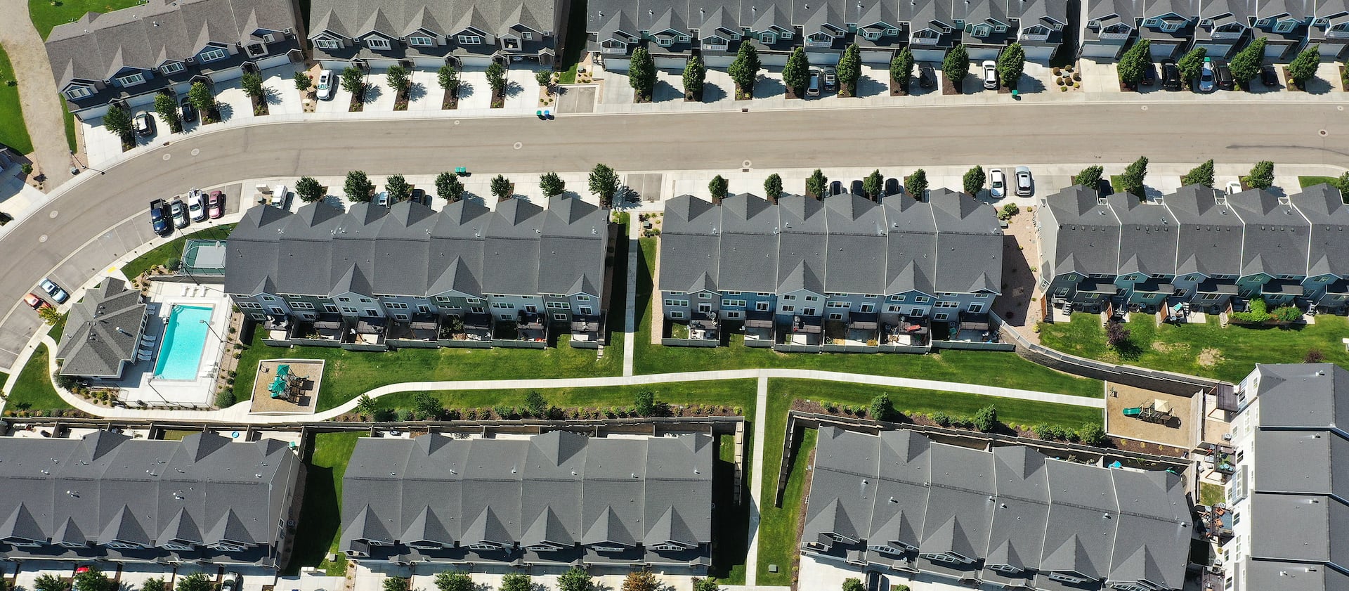 Apartments and town houses on Traverse Mountain Boulevard in Lehi are pictured on Wednesday, Aug. 11, 2021. The influx of new apartments and condos in Utah County has fueled population growth in comparison to Salt Lake County.