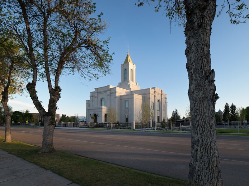 The Montpelier Idaho Temple at sunrise.