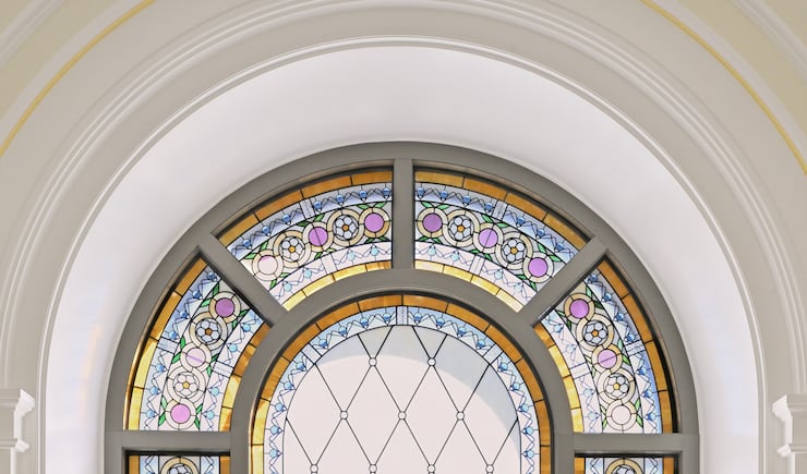 Art glass inside the Deseret Peak Utah Temple.