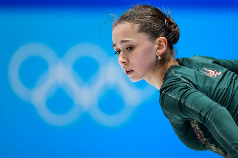 Kamila Valieva, of the Russian Olympic Committee, trains in Beijing.