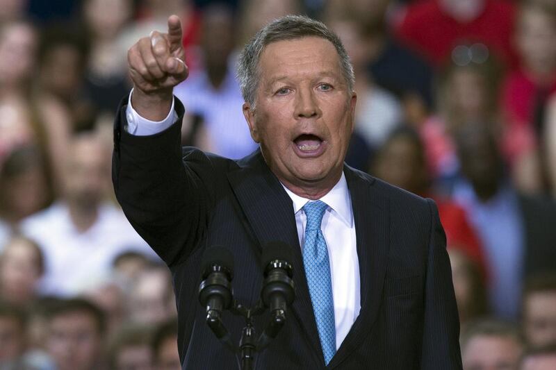 Ohio Gov. John Kasich announces he is running for the 2016 Republican party’s nomination for president during a campaign rally at Ohio State University, Tuesday, July 21, 2015, in Columbus, Ohio. Kasich, a two-term governor and former congressman, has lit