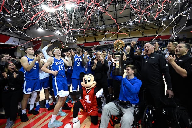 Watch: BYU celebrates after winning the ESPN Events Invitational championship
