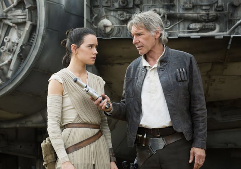 Daisy Ridley and Harrison Ford star in "Star Wars: The Force Awakens," now on Blu-ray and DVD.