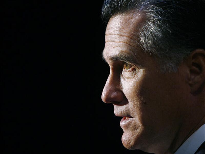 Former presidential candidate Mitt Romney speaks to media. He was in Utah for a fundraiser for Sen. Bob Bennett.