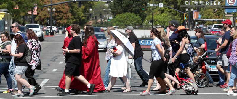 FanX Salt Lake Comic Convention 2018 fans make their way to the Salt Palace Convention Center for the start of this year's event in Salt Lake City on Thursday, Sept. 6, 2018.