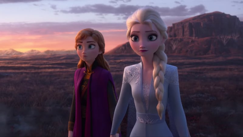 Anna and Elsa appear in a scene from "Frozen II."