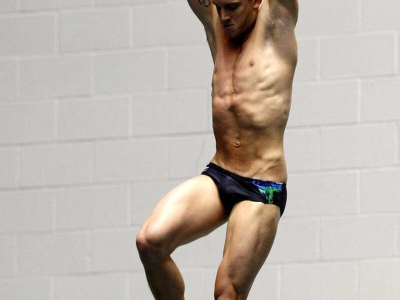 Chris Colwill begins his final dive in the men's 3-meter springboard final at the U.S. Olympic diving trials on Sunday, June 24, 2012, in Federal Way, Wash. Colwill won the event.