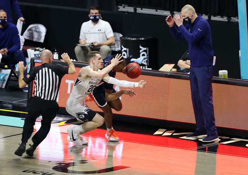 BYU Mark Pope coaches against Pepperdine in the WCC Tournament last March.