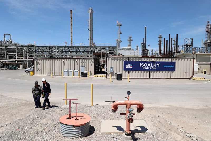 Work continues after Lt. Gov. Deidre Henderson joined leadership from Chevron and Honeywell UOP for a ribbon-cutting celebrating the completion of the worldâ??s first commercial ionic liquids alkylation unit at the Chevron Salt Lake Refinery in Salt Lake City on Monday, June 7, 2021.