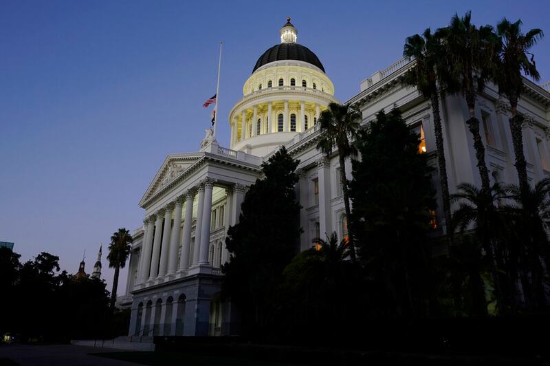 The lights of the Capitol dome in Sacramento, California