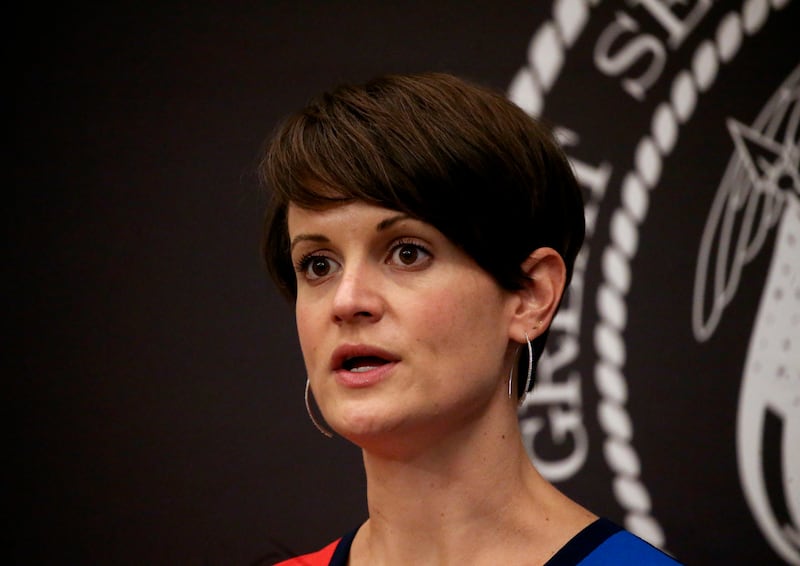 State epidemiologist Dr. Angela Dunn speaks at a press conference at the Capitol in Salt Lake City on July 9, 2020. Dunn warned that if cases don’t soon plateau and even decrease, it would require backsteps on business and societal restrictions, perhaps even going back into quarantine.
