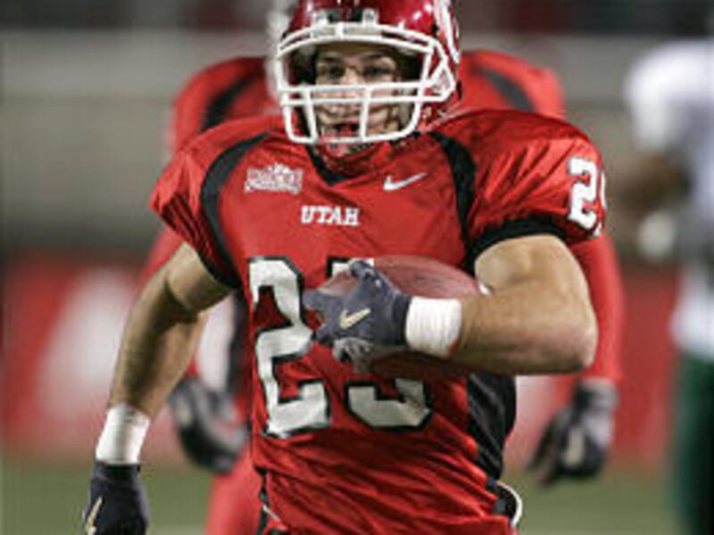 Morgan Scalley of Utah is off on the longest fumble return in school history against Colorado State Nov. 6.