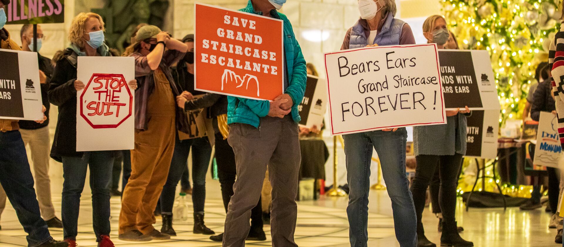 Supporters of the Bears Ears and Grand Staircase-Escalante national monuments attend a rally at the Utah Capitol.
