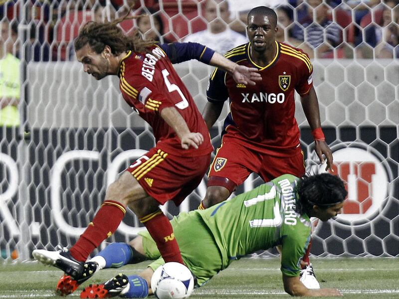 Kwame Watson-Siriboe, right, fared well in his RSL debut against the Seattle Sounders on Wednesday.