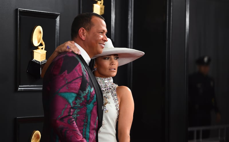 Alex Rodriguez, left, and Jennifer Lopez arrive at the 61st annual Grammy Awards at the Staples Center on Sunday, Feb. 10, 2019, in Los Angeles. (Photo by Jordan Strauss/Invision/AP)