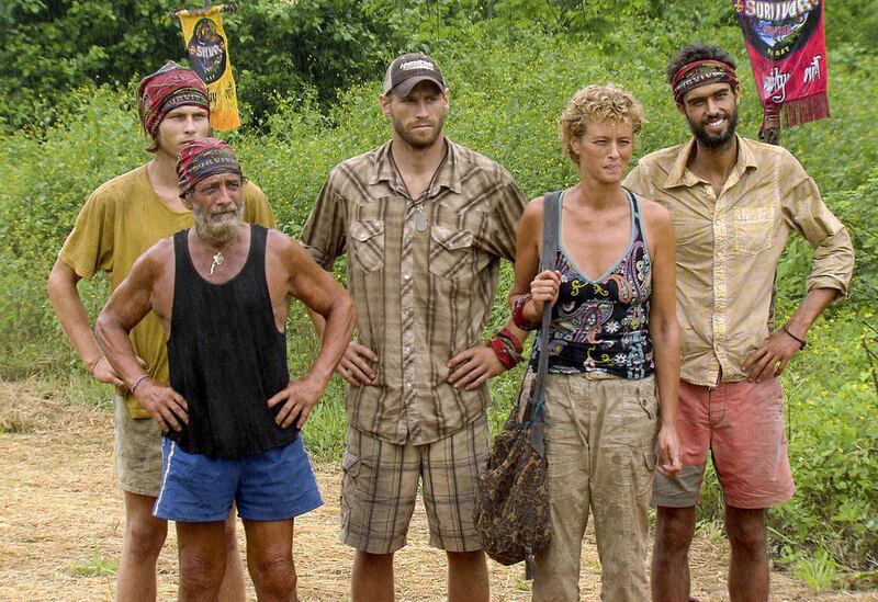 In this publicity image made from video released by CBS, from left, Dan Lembo, Judson "Jud" Birza, Chase Rice, Holly Hoffman, and Matthew "Sash" Lenahan are shown during the season Finale episode of "Survivor: Nicaragua," airing Sunday, Dec. 19, 2010 at