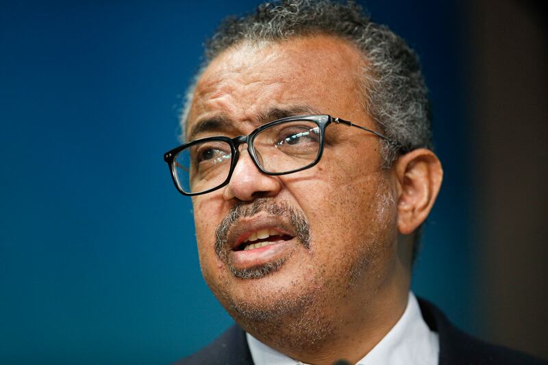 World Health Organization Director-General Tedros Adhanom Ghebreyesus speaks at an EU Africa summit in Brussels in 2022.