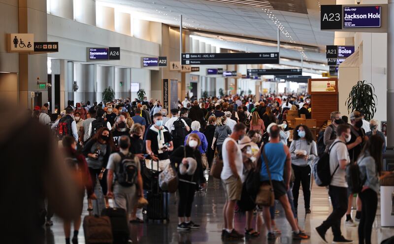 Passengers at the Salt Lake City International Airport.