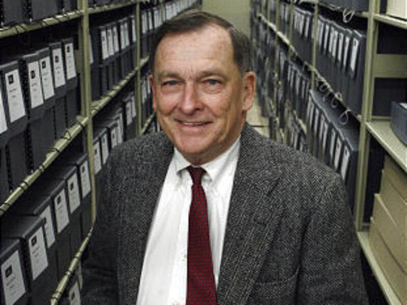 Thomas F. Staley, director of the Harry Ransom Center at the University of Texas, is shown with the more than 1,000 boxes containing the archives of author Norman Mailer in Austin, Texas. Mailer, who died Nov. 10, 2007, sold the material to the center in