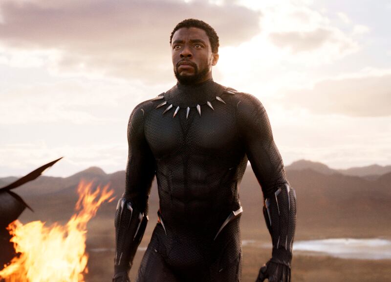 FILE - This file image released by Disney and Marvel Studios' shows Chadwick Boseman in a scene from "Black Panther." “Black Panther” has become the first film since 2000’s “Avatar” to top the weekend box office five straight weekends. According to studio