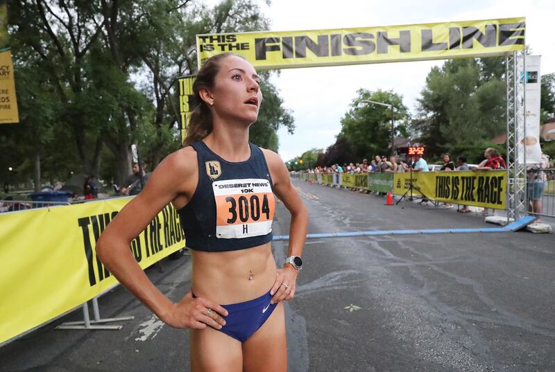 Grayson Murphy wins the women's Deseret News 10K in Salt Lake City on Wednesday, July 24, 2019.