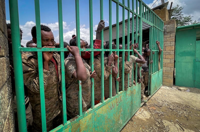 Members of the Ethiopian National Defense Force who were captured by Tigray forces.