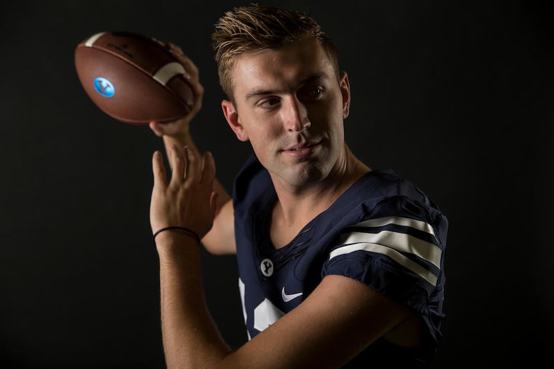 BYU quarterback Kody Wilstead poses for a photo at the school's indoor practice facility in Provo on Wednesday, Aug. 2, 2017.
