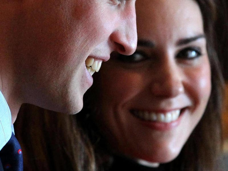 FILE - In this Friday, Feb. 25, 2011 file photo, Prince William and Kate Middleton during a visit to the St Andrews Museum, where they viewed the Papal Bull in St Andrews Scotland. Kate Middleton's fame is undeniable. She is already one of the world's mos