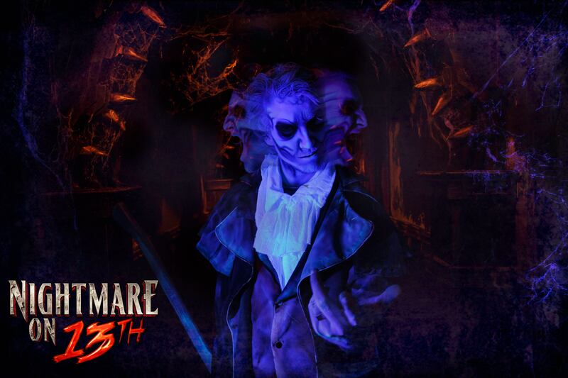 When asked to pick Nightmare on 13th's best scare, Jake Mabey points to the mirror illusion in the upstairs den — where the ghost with an ax is found.