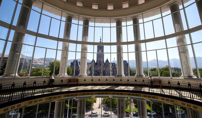 The Salt Lake City and County Building photographed from inside the Matheson Courthouse on Monday, Aug. 12, 2019.