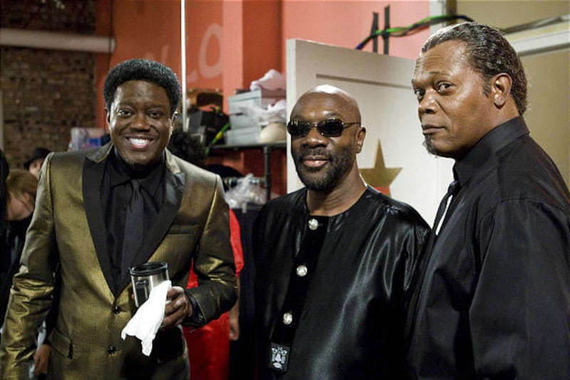 Bernie Mac, left, Isaac Hayes and Samuel L. Jackson