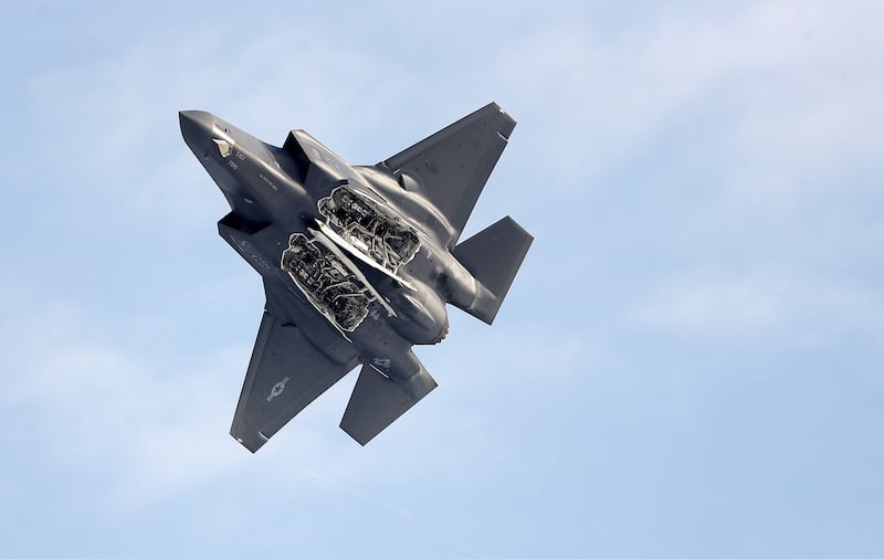 Maj. Kristin “Beo” Wolfe flies a demonstration flight at Hill Air Force Base on Dec. 6, 2022.