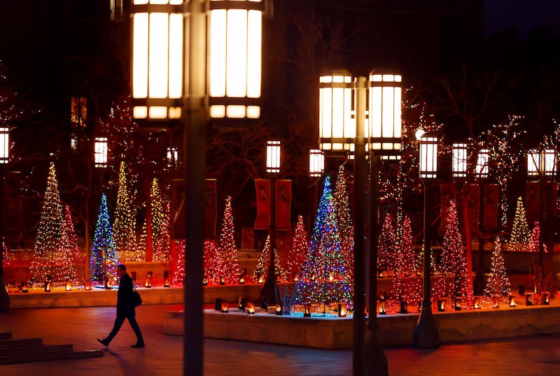 Christmas lights at the Church of Jesus Christ’s Conference Center in Salt Lake City are pictured on Tuesday, Nov. 29.