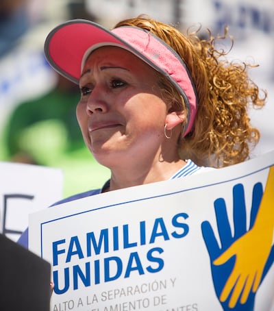 Laticia Garcia speaks at a rally protesting the separation of immigrant children from their parents at the state Capitol in Salt Lake City on Saturday, June 30, 2018. Garcia said she was separated from her children for 18 years.